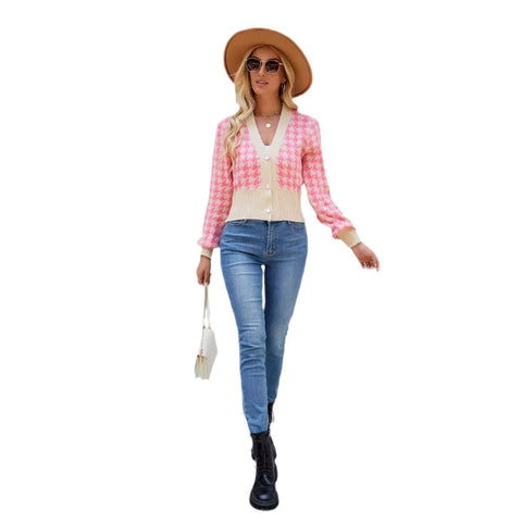 Jacquard Loose-fitting Lantern Sleeve Knitted Sweater gogodiggity