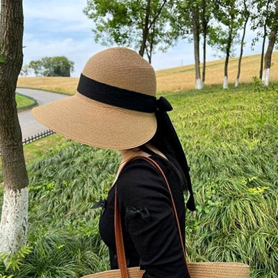 Sun Hat Women's Summer French Elegant Bow gogodiggity
