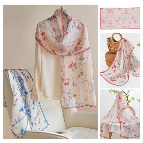 Silk Scarf Women's Mulberry Silk Printed Shawl gogodiggity