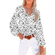 Women's Floral Chiffon Shirt Loose V-neck Casual Top gogodiggity
