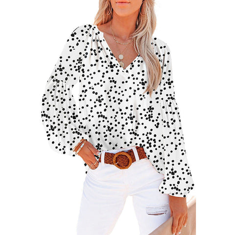 Women's Floral Chiffon Shirt Loose V-neck Casual Top gogodiggity