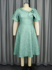 Spring Summer plus Size Jacquard Dress A-Line Fashion Party Banquet Temperament 2025 New Arrivals