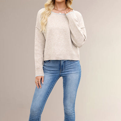 Round Neck Multicolor Knitwear Loose Sweater gogodiggity