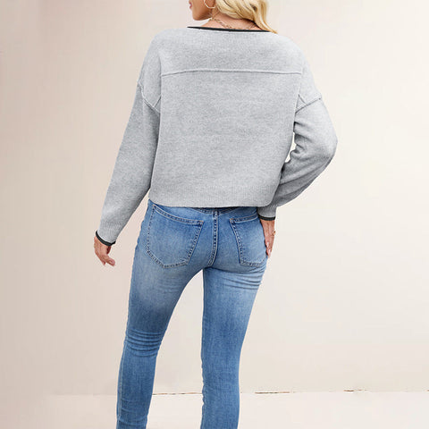 Round Neck Multicolor Knitwear Loose Sweater gogodiggity