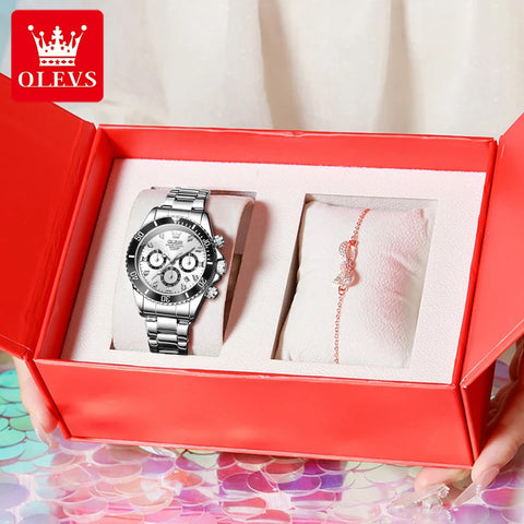OLEVS Women Watch 5632 Elegant Original Quartz Watches Multifunctional Chronograph Watches For Women Set Bracelet Watch Reloj gogodiggity