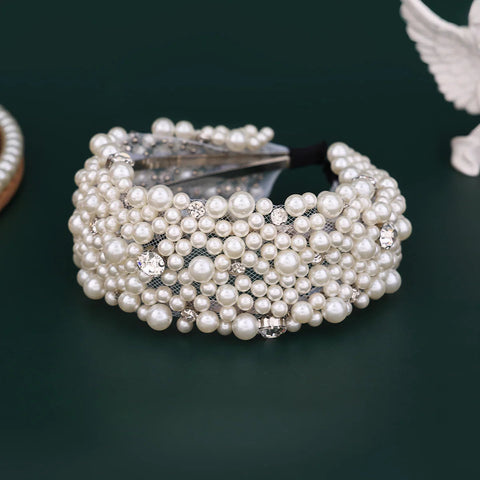 Wedding Bridal Pearl Headband Bride Hair Accessories Elegant Headpiece Women Hair Band Jewelry Party Hairwear gogodiggity