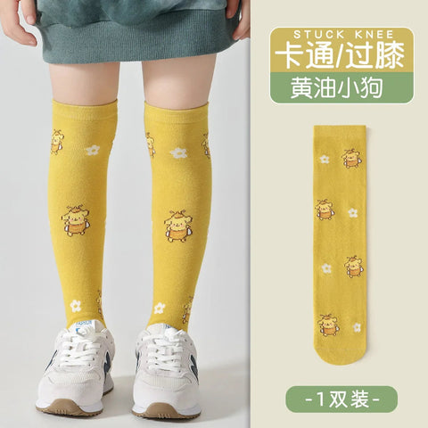 Girls Children Spring Over The Knee Stockings Kawaii Kuromi My Melody Cinnamoroll Pochacco Autumn Winter Cotton Mid-calf Socks gogodiggity