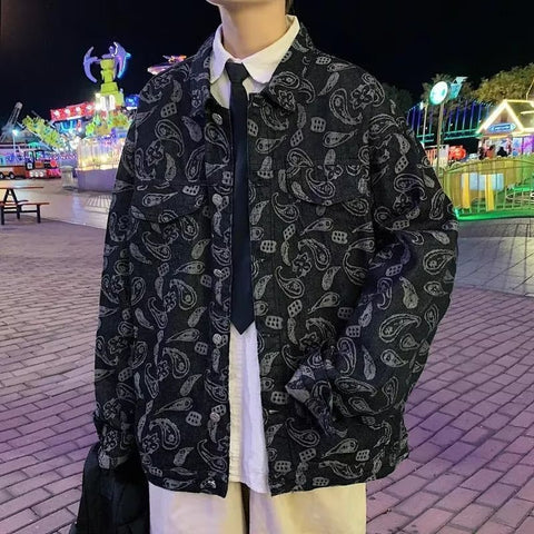 Spring And Autumn Black Jacquard Plaid Denim Jacket gogodiggity