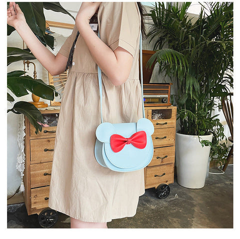 Cute And Adorable Bowknot Soft Girl Student Children's Small Bag Pu Female gogodiggity