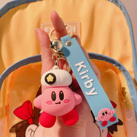 Cartoon ‌Kirby‌keychain Pendant Back Packaging Ornament Creative Car Key Chain Cute Children Toys Boys and Girls Christmas Gifts gogodiggity