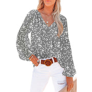 Women's Floral Chiffon Shirt Loose V-neck Casual Top gogodiggity