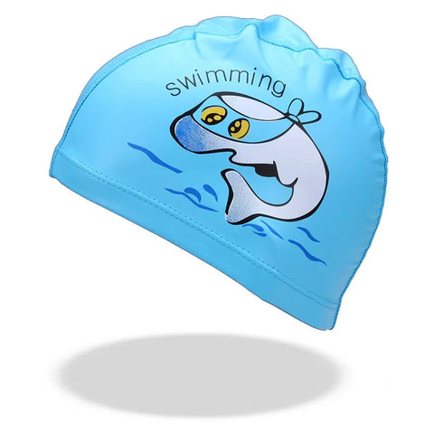 Girls Swimming Cap Cartoon Cute Waterproof High Elastic Ear Protection Swimming Hat for Children Boys Kids Swimming Accessories gogodiggity