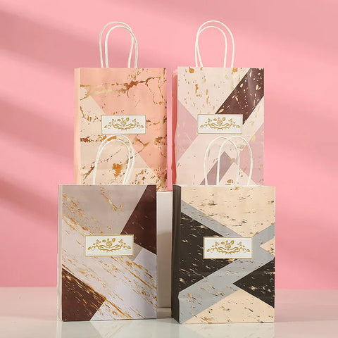 StoBag, Reusable Gift Tote Bags Elegant Marble and Gold Design for Weddings, Birthdays, Parties, Special Occasions, Packaging gogodiggity