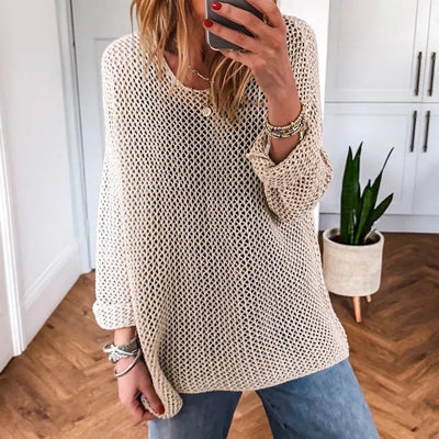 Smoke Gray Crochet Hollow-out Jumper Top Sweater gogodiggity