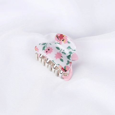 Acrylic Floral Sweet Small Hair Claw Clips Women Girls Plastic Print Crab Barrettes Clips Hair Clamps Hairpins Hair Accessories gogodiggity