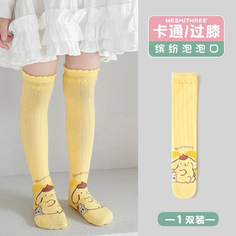 Girls Children Spring Over The Knee Stockings Kawaii Kuromi My Melody Cinnamoroll Pochacco Autumn Winter Cotton Mid-calf Socks gogodiggity