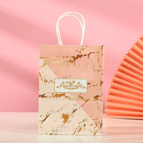 StoBag, Reusable Gift Tote Bags Elegant Marble and Gold Design for Weddings, Birthdays, Parties, Special Occasions, Packaging gogodiggity