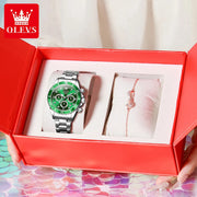 OLEVS Women Watch 5632 Elegant Original Quartz Watches Multifunctional Chronograph Watches For Women Set Bracelet Watch Reloj gogodiggity