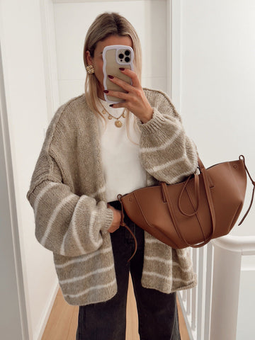 Loose Contrast Color Striped Sweater gogodiggity