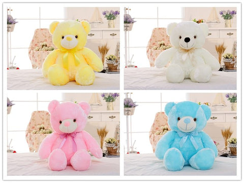 Creative Light Up LED Teddy Bear Stuffed Animals Plush Toy Colorful Glowing Christmas Gift For Kids Pillow gogodiggity