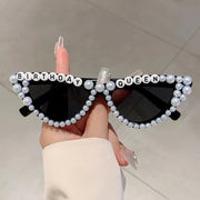 Cat Eye Design Gift Shades Shiny Pearl Decor Pink Present Glasses for Women's Birthday Party Favor Ladies Props Frame gogodiggity