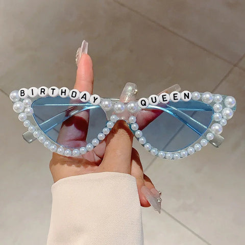 Cat Eye Design Gift Shades Shiny Pearl Decor Pink Present Glasses for Women's Birthday Party Favor Ladies Props Frame gogodiggity