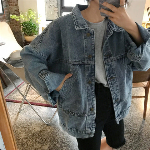 All-matching Graceful Small Loose Slimming Retro Women's Denim Jacket gogodiggity