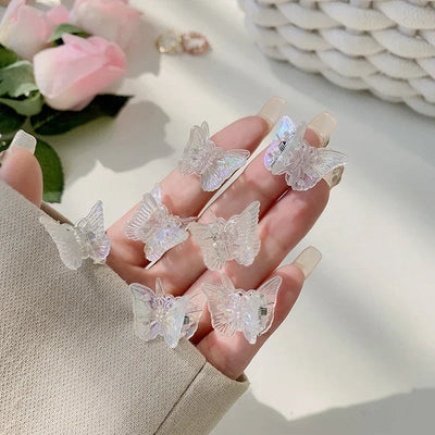 1-20pcs Korean Sweet Butterfly Flower Hair Claw Trendy Transparent Dazzle Mini Hair Clip Claws For Women Girls Hair Accessories gogodiggity
