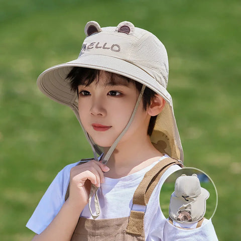 Children's Summer Hat Boys And Girls Outdoor Sunscreen Hat Large Brim Shawl Fisherman Hat Cap Cute Sun Hat Beach Accessories gogodiggity