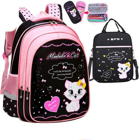 Kids School Cute Cat Print Backpack gogodiggity