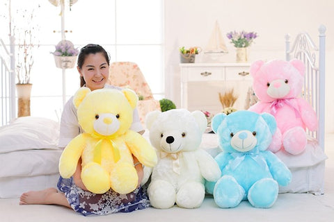 Creative Light Up LED Teddy Bear Stuffed Animals Plush Toy Colorful Glowing Christmas Gift For Kids Pillow gogodiggity