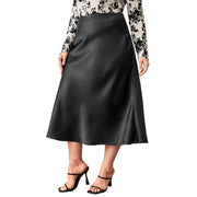 High Waist Zipper Large Hem Satin Satin Temperament Skirt gogodiggity
