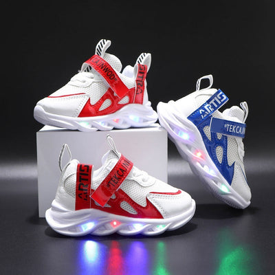 Children's Alphabet Webbing Mesh Breathable Kids Luminous Shoes Casual Sports Shoes gogodiggity
