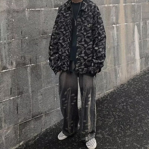 Spring And Autumn Black Jacquard Plaid Denim Jacket gogodiggity