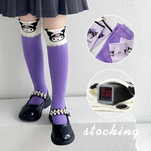 Girls Children Spring Over The Knee Stockings Kawaii Kuromi My Melody Cinnamoroll Pochacco Autumn Winter Cotton Mid-calf Socks gogodiggity