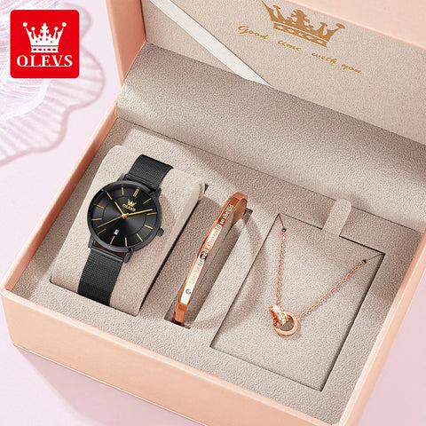 OLEVS Woman Watch 5869 Elegant Fashion Quartz Wristwatch Waterproof Date Watches For Woman Set Bracelet Watch Box Gifts Original gogodiggity