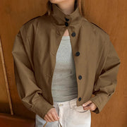 Khaki Lapel Simple Single-breasted Coat gogodiggity