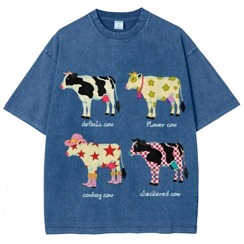 Men's And Women's Cute Cow Print T-shirt gogodiggity