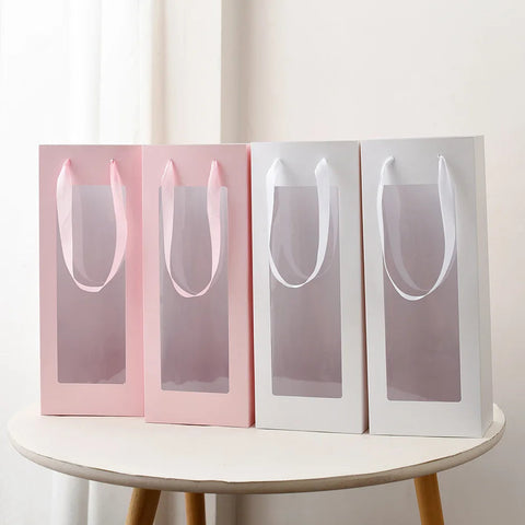 10 Packs Elegant Floral Tote Bag for bouquets-Ideal for Valentine's Day, Christmas and Special Occasions-Durable Paper Gift Wrap gogodiggity