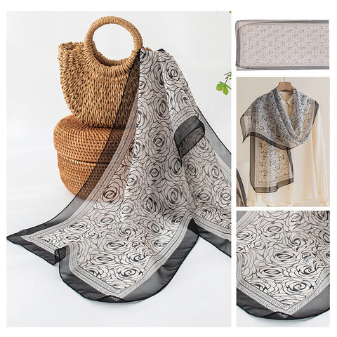 Silk Scarf Women's Mulberry Silk Printed Shawl gogodiggity