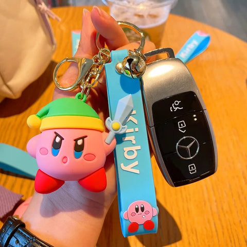 Cartoon ‌Kirby‌keychain Pendant Back Packaging Ornament Creative Car Key Chain Cute Children Toys Boys and Girls Christmas Gifts gogodiggity