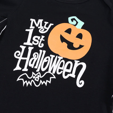 New Baby Halloween Long-sleeved Jumpsuit Pumpkin Letter Halloween Baby Jumpsuits Triangle Rompers gogodiggity