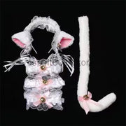 Womens Halloween Maid Lace Cat Ear Headband Hair Accessories Cat Ear Headband Long Tassel Japanese Animation Cosplay Accessories gogodiggity