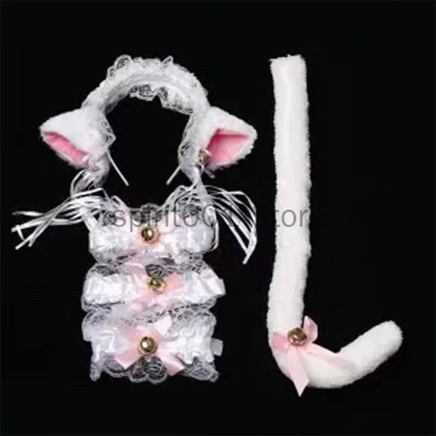 Womens Halloween Maid Lace Cat Ear Headband Hair Accessories Cat Ear Headband Long Tassel Japanese Animation Cosplay Accessories gogodiggity