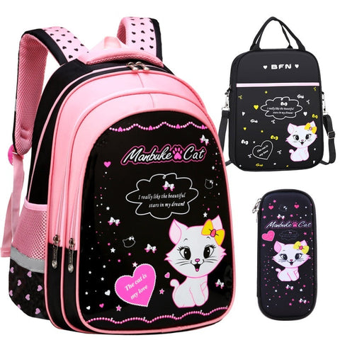 Kids School Cute Cat Print Backpack gogodiggity