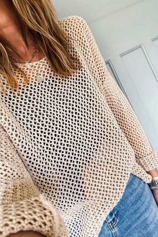Smoke Gray Crochet Hollow-out Jumper Top Sweater gogodiggity
