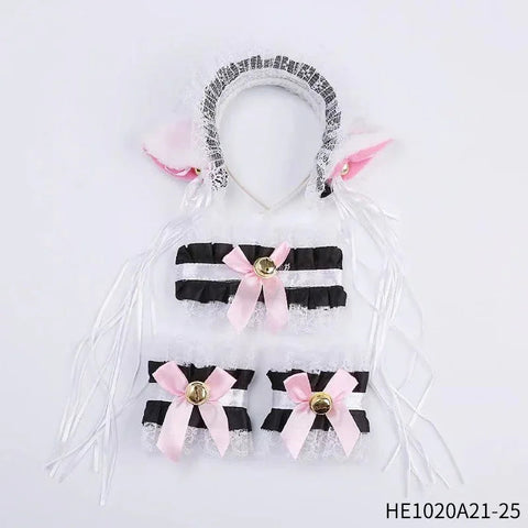 Womens Halloween Maid Lace Cat Ear Headband Hair Accessories Cat Ear Headband Long Tassel Japanese Animation Cosplay Accessories gogodiggity