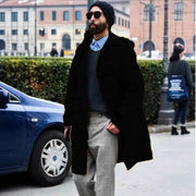 Retro Horn Button Hooded Woolen Trench Coat Men gogodiggity