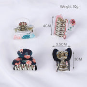 Acrylic Floral Sweet Small Hair Claw Clips Women Girls Plastic Print Crab Barrettes Clips Hair Clamps Hairpins Hair Accessories gogodiggity