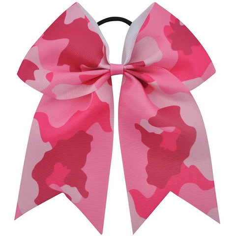 7 Inch Large Camouflage Printed Hair Bow Grosgrain Ribbon Bows Elastic Band Ponytail Hair Holder Women/Girls Hair Accessories gogodiggity